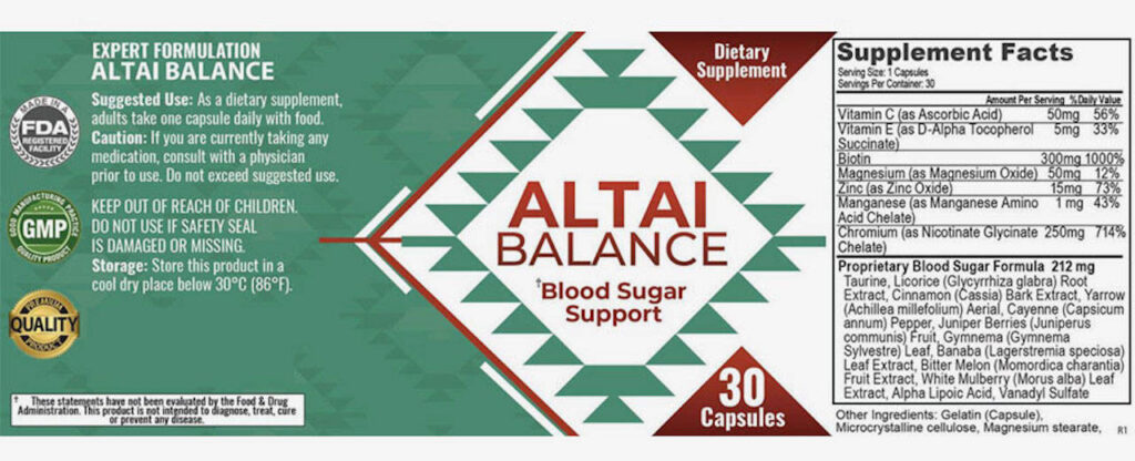 Altai Balance ingredients